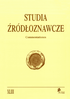 Studia Źródłoznawcze = Commentationes T. 43 (2005), Title pages, Contents