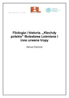 Filologia i historia. "Klechdy polskie" Bolesława Leśmiana i inne urwane tropy