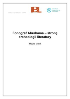 Fonograf Abrahama –w stronę archeologii literatury