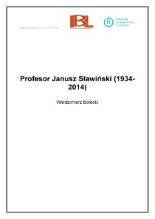 Profesor Janusz Sławiński (1934-2014)
