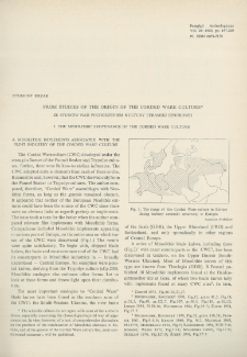 From Studies of the Origin of the Corded Ware Culture