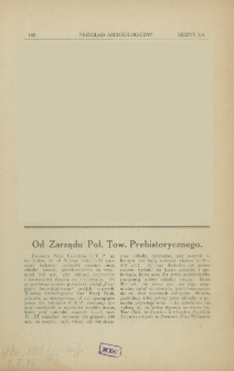Od Zarządu Pol. Tow. Prehistorycznego