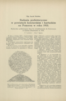 Badania prehistoryczne w powiatach kościerskim i kartuskim na Pomorzu w roku 1935
