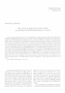 The central European early town as an issue of interdisciplinary studies