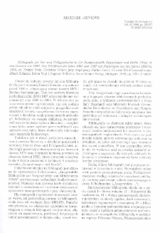 Bibliografie zur Vor- und Fr&uuml;hgeschichte in der Bundesrepublik Deutschland und Berlin (West) in den Grenzen vor 1990. Das Schrifttum der Jahre 1986 und 1987 mit Nachtr&auml;gen aus den Jahren 1980 bis 1985, ed. Franke Stein, Christine Schier, przy wsp&oacute;łpracy B&auml;rbel Fecht, Christel R&uuml;hl-Tausendfreund, Albert Schmitz, Inken Vogt i Dagmar Wilhelm, Stuttgart 1988 : [recenzja]