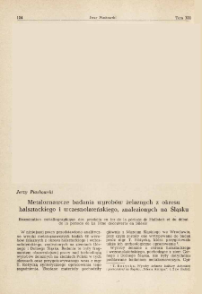 Metaloznawcze badania wyrob&oacute;w żelaznych z okresu halsztackiego i wczesnolateńskiego, znalezionych na Śląsku