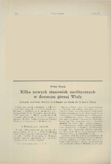 Kilka nowych stanowisk neolitycznych w dorzeczu g&oacute;rnej Wisły