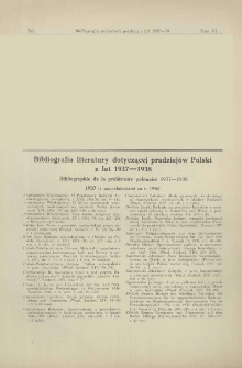Bibliografia literatury dotyczącej pradziej&oacute;w Polski z lat 1937-1938 [oraz] 1937 (z uzupełnieniami za r. 1936)