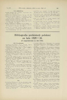 Bibljografja prehistorji polskiej za lata 1929-30 (z uzupełnieniem za rok 1928)