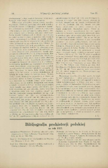 Bibljografja prehistorji polskiej za rok 1927