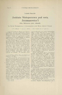 Jaskinia Nietoperzowa pod wsią Jerzmanowice (gm. Sułoszowa, pow. olkuski)