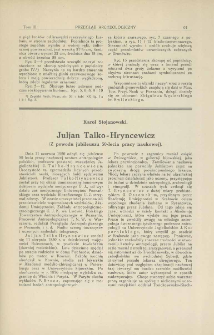 Juljan Talko-Hryncewicz : z powodu jubileuszu 50-lecia pracy naukowej