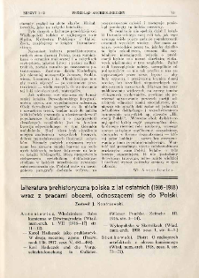 Literatura prehistoryczna polska z lat ostatnich (1916-1918) wraz z pracami obcemi, odnoszącymi się do Polski