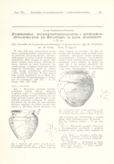 Znalezisko wczesnohistoryczne i p&oacute;źnośredniowieczne ze Strumian, w pow. średzkim