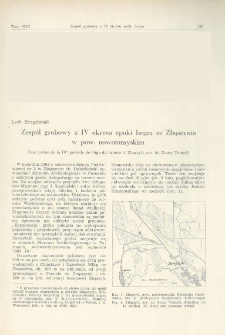 Zesp&oacute;ł grobowy z IV okresu epoki brązu ze Zbąszynia w pow. nowotomyskim