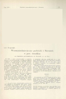 Wczesnośredniowieczne poch&oacute;wki z Biernatek w pow. śremskim