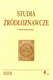 Studia Źródłoznawcze = Commentationes T. 38 (2000), Title pages, Contents