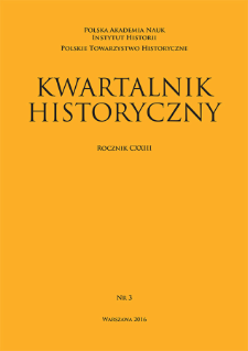 Kwartalnik Historyczny R. 123 nr 3 (2016), Strony tytułowe, Spis treści