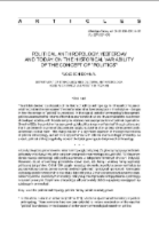Political Anthropology, Yesterday and Today: on the Historical Variability of the Concept of &ldquo;Politics&rdquo;