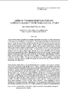 German Transmigrants in Poznań &ndash; a Specific Subject for Ethnological Study