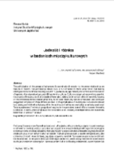 Jedność i r&oacute;żnica w badaniach międzykulturowych