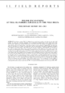 Polish Excavations at Tell El-Farkha (Ghazala) in the Nile Delta. Preliminary Report 2011&ndash;2013