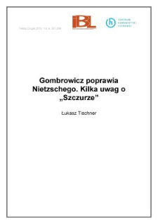 Gombrowicz poprawia Nietzschego. Kilka uwag o "Szczurze"