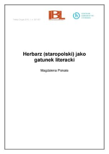 Herbarz (staropolski) jako gatunek literacki