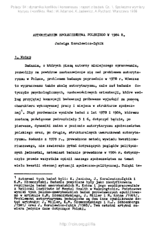 Autorytaryzm społeczeństwa polskiego w 1984 r.