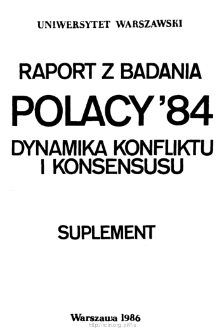 Polacy' 84 : z półtorarocznej perspektywy : raport wstępny z badania "Opinie Polaków-jesień'85"