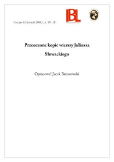 Przeoczone kopie wierszy Juliusza Słowackiego