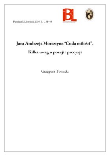 Jana Andrzeja Morsztyna "Cuda miłości" : kilka uwag o poezji i precyzji