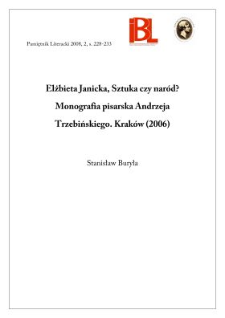 Elżbieta Janicka, Sztuka czy naród? Monografia pisarska Andrzeja Trzebińskiego. Kraków 2006