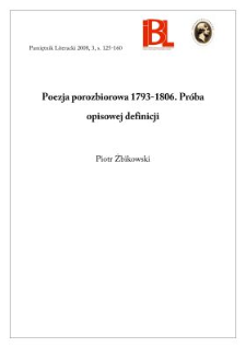 Poezja porozbiorowa 1793–1806. Próba opisowej definicji