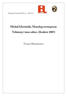 Michał Głowiński, Monolog wewnętrzny Telimeny i inne szkice. (Krak&oacute;w 2007)