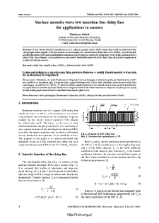 Surface acoustic wave low insertion loss delay line for applications in sensors