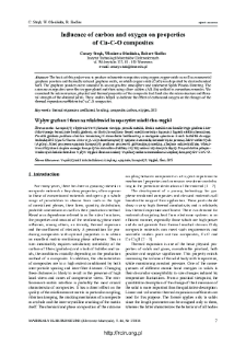 Influence of carbon and oxygen on properties of Cu-C-O composites