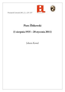 Nekrolog: Piotr Żbikowski (1 sierpnia 1935 &ndash; 20 stycznia 2011)