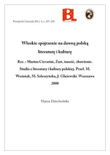 Włoskie spojrzenie na dawną polską literaturę i kulturę. Rec.: M. Ciccarini, Żart, inność, zbawienie. Studia z literatury i kultury polskiej