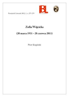 Zofia W&oacute;jcicka (20 marca 1931 &ndash; 28 czerwca 2011)