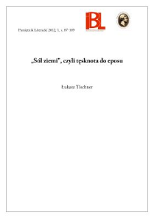 &bdquo;S&oacute;l ziemi&rdquo;, czyli tęsknota do eposu