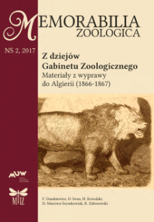 Z dziejów Gabinetu Zoologicznego : materiały z wyprawy do Algierii (1866-1867)
