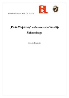 &bdquo;Pieśń Wajdeloty&rdquo; w tłumaczeniu Wasilija Żukowskiego