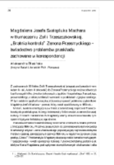 &bdquo;Magdalena&rdquo; Josefa Svatopluka Machara w tłumaczeniu Zofii Trzeszczkowskiej. &bdquo;Bratnia kontrola&rdquo; Zenona Przesmyckiego &ndash; świadectwo problem&oacute;w przekładu zachowane w korespondencji