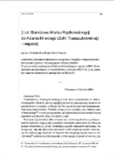[List Stanisława Marka Rzętkowskiego do Adama M-skiego (Zofii Trzeszczkowskiej) i respons]