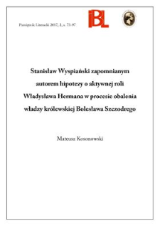 Stanisław Wyspiański zapomnianym autorem hipotezy o aktywnej roli Władysława Hermana w procesie obalenia władzy królewskiej Bolesława Szczodrego