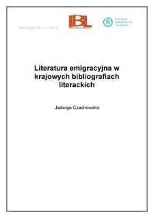 Literatura emigracyjna w krajowych bibliografiach literackich