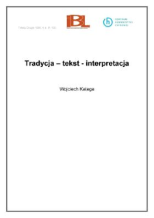 Tradycja - tekst - interpretacja