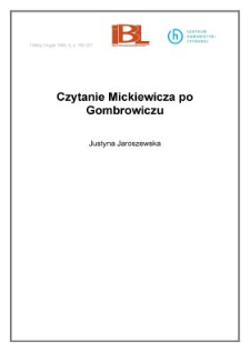 Czytanie Mickiewicza po Gombrowiczu