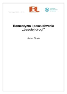 Romantyzm i poszukiwanie "trzeciej drogi"